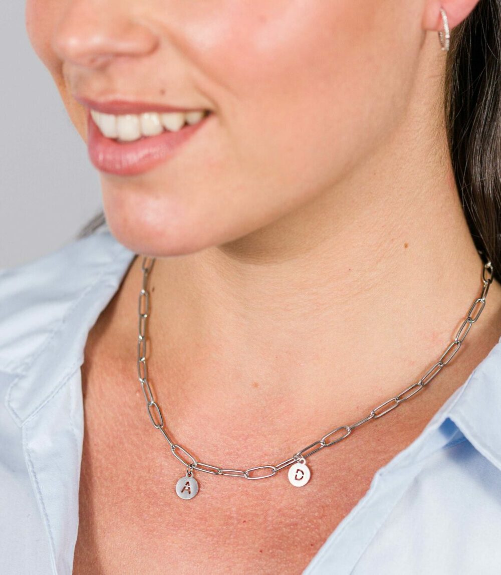 Chapas de Iniciales Plateadas / Letras DW