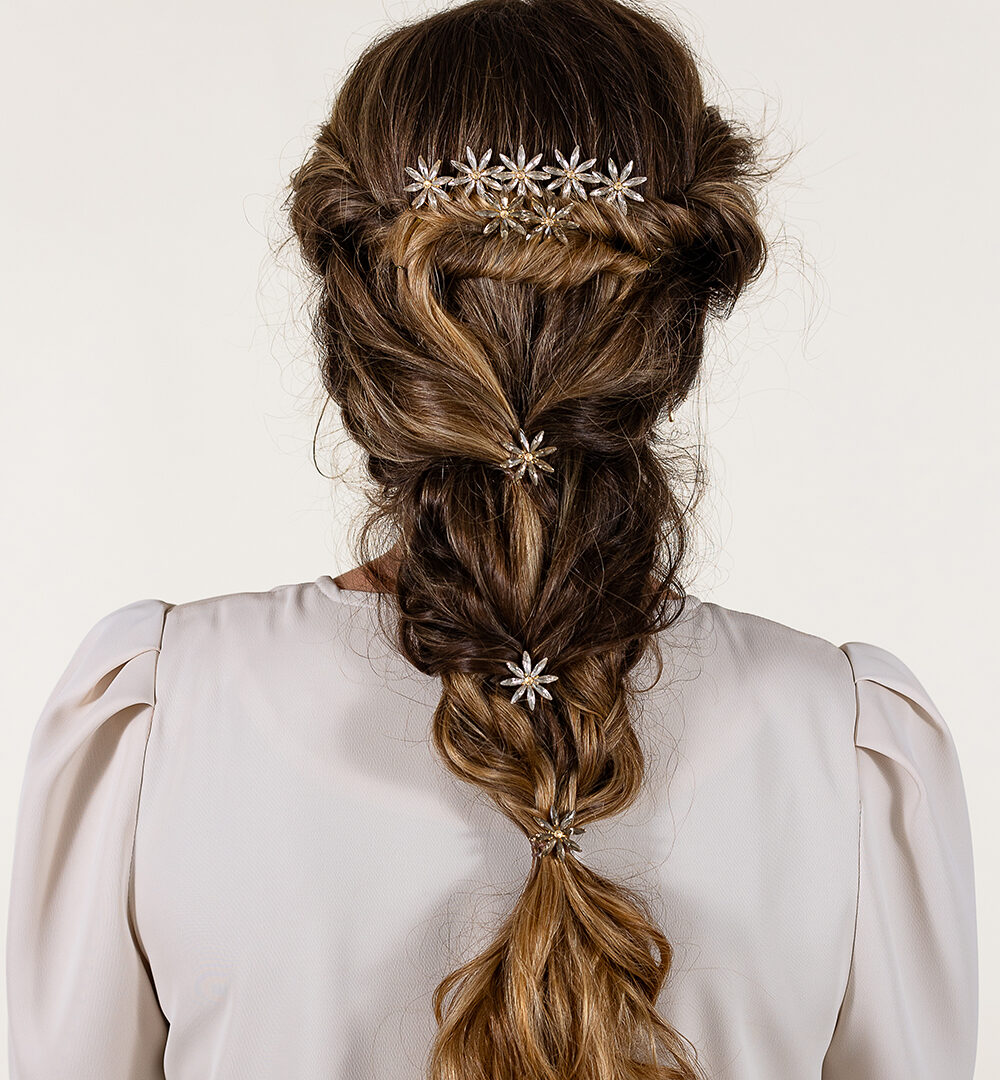 Peinecillo Horquilla Dorado Flor