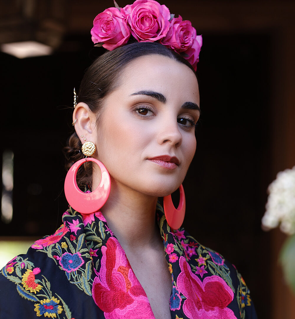 Ramillete flamenca rosas rosa fucsia