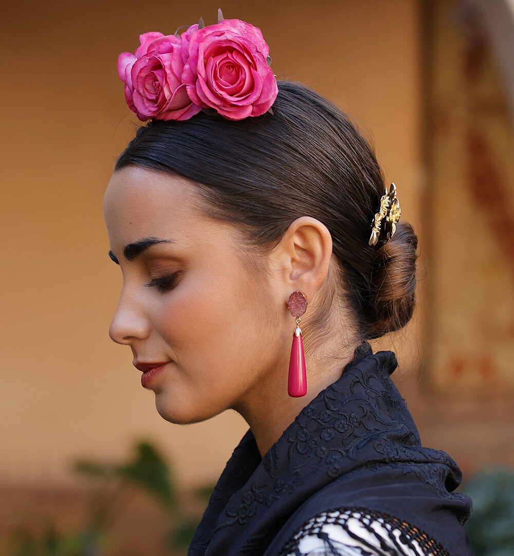 Alternative view of Ramillete flamenca rosas rosa fucsia