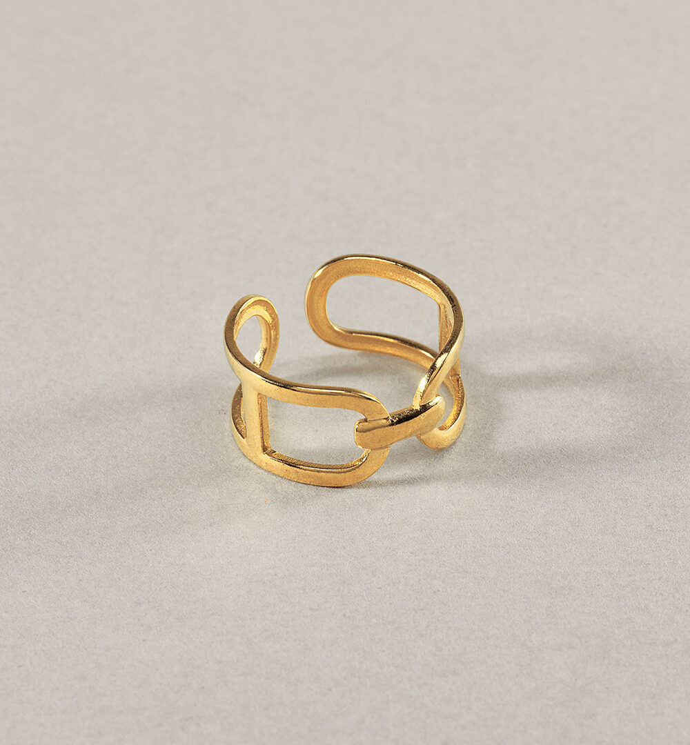 El Anillo Hermes tu nuevo imprescindible. ¿Te imaginas dos eslabones de cadena unidos en el centro? ¡Es lo más en tendencia en estas temporadas! anillo de acero inoxidable