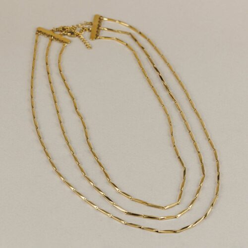 Cadena triple barras dorada acero waterproof