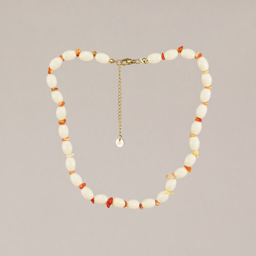 Collar hueso y Coral naranja