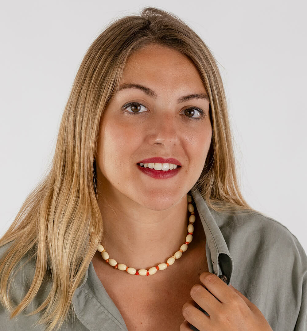 Collar Hueso y Coral naranja